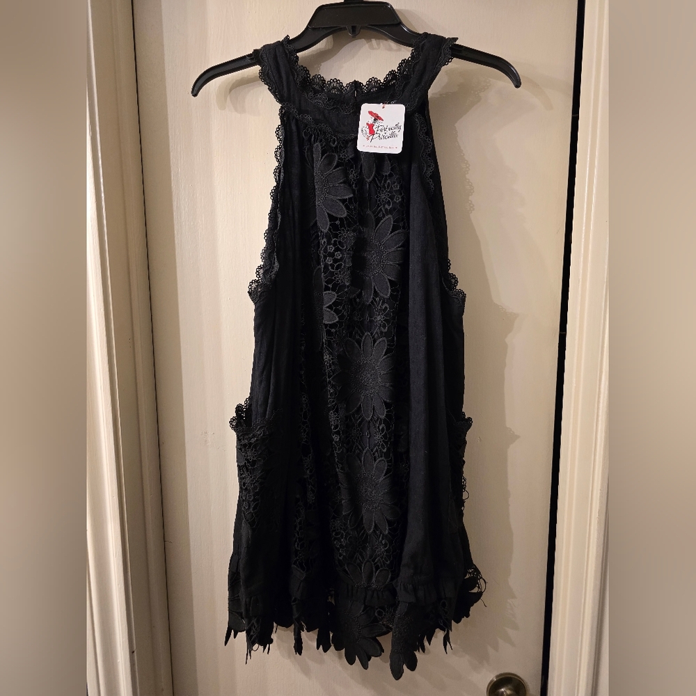 White Birch Black Lace Top
